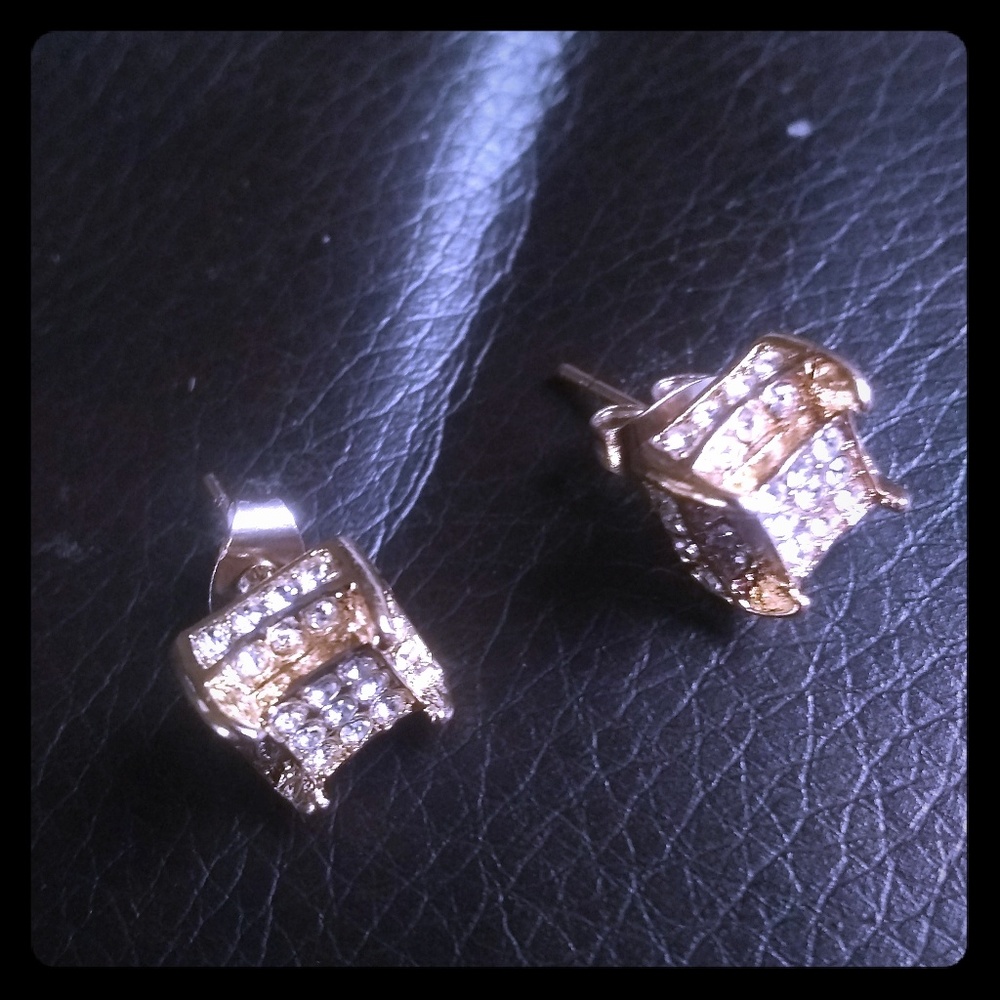 14 Karat GP And Cubic Zirconia Earrings